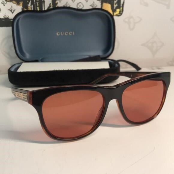 Authentic ✨ Brand New Gucci GG0980S 002 Sunglasses – Tortoise Havana with Orange - Picture 7 of 11